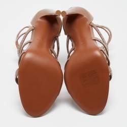 Alaia Beige Leather Studded Pointure Cage Sandals Size 35