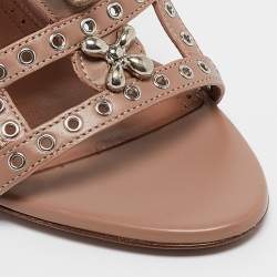 Alaia Beige Leather Studded Pointure Cage Sandals Size 35