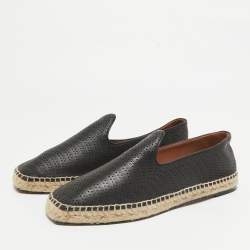Alaia Black Perforated Leather Slip On Espadrille Flats Size 41