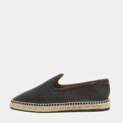 Alaia Black Perforated Leather Slip On Espadrille Flats Size 41