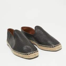 Alaia Black Perforated Leather Slip On Espadrille Flats Size 41