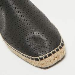 Alaia Black Perforated Leather Slip On Espadrille Flats Size 41
