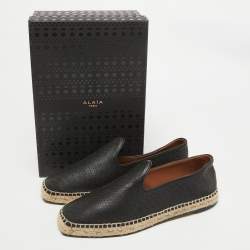 Alaia Black Perforated Leather Slip On Espadrille Flats Size 41