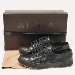 Pre Owned Alaia Black Croc Embossed Leather Superga Sneakers Size 40