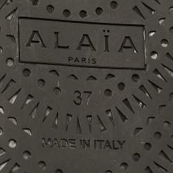 Pre Owned Alaia Black Perforated Leather Mary Jane Ballet Flats Size 37