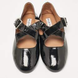 Alaia Black Patent Leather Criss Cross Ballet Flats Size 37