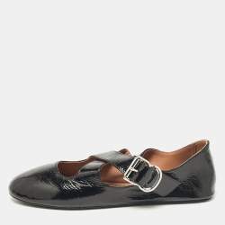 Alaia Black Patent Leather Criss Cross Ballet Flats Size 37