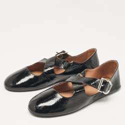 Alaia Black Patent Leather Criss Cross Ballet Flats Size 37