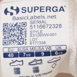 Pre Owned Alaia White Canvas Superga Sneakers Size 40