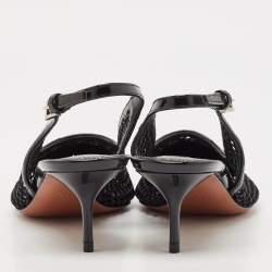 Pre Owned Alaia Black Mesh and Patent Leather Slingack Pumps Size 37