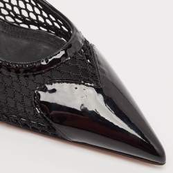 Pre Owned Alaia Black Mesh and Patent Leather Slingack Pumps Size 37