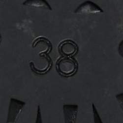 Pre Owned Alaia Black Leather Crystal Embellished Mary Jane Ballet Flats Size 38