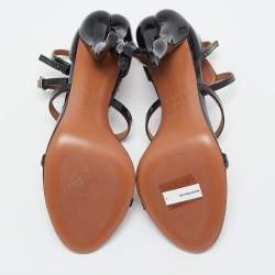 Alaia Black Patent Leather Cabaret Sandals Size 37