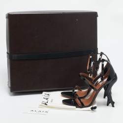 Alaia Black Patent Leather Cabaret Sandals Size 37
