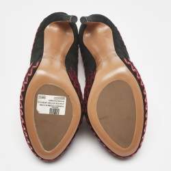 Alaia Black/Red Suede ZigZag Stitch Booties Size 41