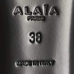 Alaia Black Satin Cube Wedge Mules Size 38