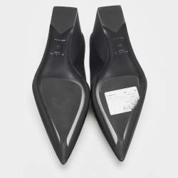 Alaia Black Satin Cube Wedge Mules Size 38
