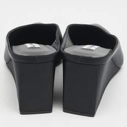 Alaia Black Satin Cube Wedge Mules Size 38