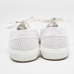 Alaia White Fishnet and Canvas Superga Sneakers Size 42