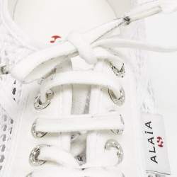 Alaia White Fishnet and Canvas Superga Sneakers Size 42