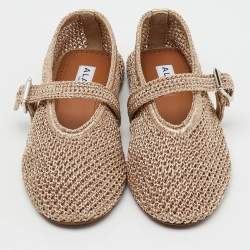 Alaïa Metallic Mesh Mary Jane Ballet Flats Size 35