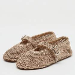 Alaïa Metallic Mesh Mary Jane Ballet Flats Size 35