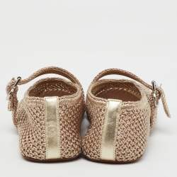Alaïa Metallic Mesh Mary Jane Ballet Flats Size 35