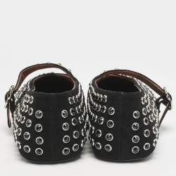 Pre Owned Alaia Black Suede Embellished Ballet Flats Size 41