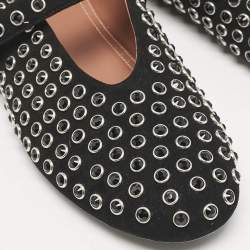 Pre Owned Alaia Black Suede Embellished Ballet Flats Size 41