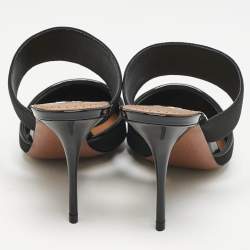 Alaia Black Patent Leather and Grosgrain Le Coeur Mules Size 39