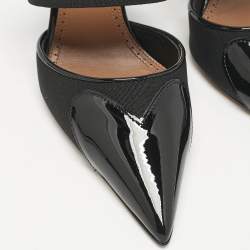 Alaia Black Patent Leather and Grosgrain Le Coeur Mules Size 39