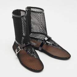 Pre Owned Alaia Black Patent Leather and Fishnet High Ballet Flats Size 39