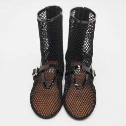 Pre Owned Alaia Black Patent Leather and Fishnet High Ballet Flats Size 39