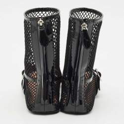 Pre Owned Alaia Black Patent Leather and Fishnet High Ballet Flats Size 39