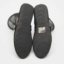 Pre Owned Alaia Black Patent Leather and Fishnet High Ballet Flats Size 39