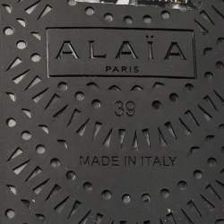 Pre Owned Alaia Black Patent Leather and Fishnet High Ballet Flats Size 39