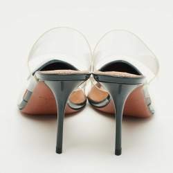 Pre Owned Alaia Transparent and Green Patent Leather and PVC le coeur Mules Size 37
