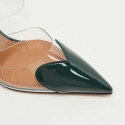 Pre Owned Alaia Transparent and Green Patent Leather and PVC le coeur Mules Size 37