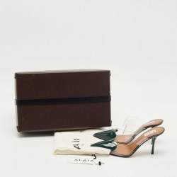 Pre Owned Alaia Transparent and Green Patent Leather and PVC le coeur Mules Size 37