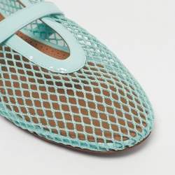 Pre Owned Alaia Blue Mesh and Patent Leather Fishnet Ballet Flats Size 38