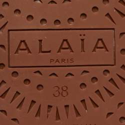 Pre Owned Alaia Blue Mesh and Patent Leather Fishnet Ballet Flats Size 38