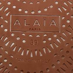Pre Owned Alaia White Leather Crystal Embellished Mary Jane Ballet Flats Size 39