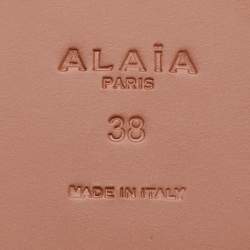 Pre Owned Alaia White Leather Vienne Flat Slide Size 38