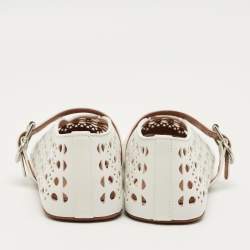 Pre Owned Alaia White Leather Vienne Ballet Flats Size 38