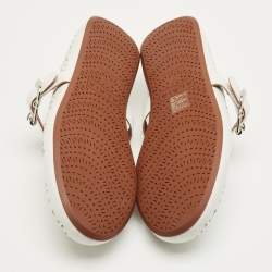 Pre Owned Alaia White Leather Vienne Ballet Flats Size 38