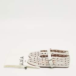 Pre Owned Alaia White Leather Vienne Ballet Flats Size 38