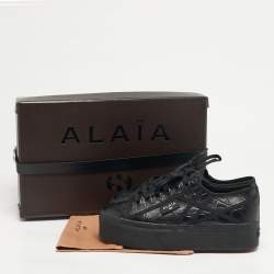 مملوكة مسبقًا حذاء رياضي علايا جلد بنقشة التمساح أسود بعنق منخفض مقاس 42