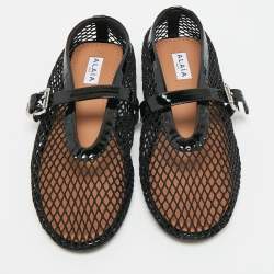 Pre Owned حذاء باليرينا علايا شبكي أحمر وجلد لامع مقاس 38