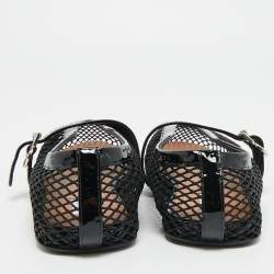 Pre Owned حذاء باليرينا علايا شبكي أحمر وجلد لامع مقاس 38