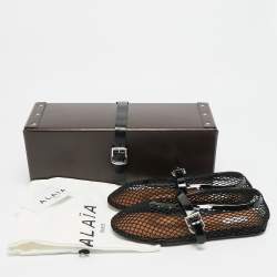 Pre Owned حذاء باليرينا علايا شبكي أحمر وجلد لامع مقاس 38